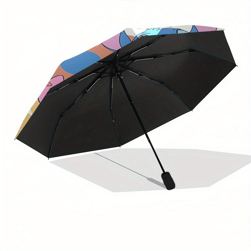 Stitch,Cartoon Themed Automatic Opening and Closing Folding Umbrella, Reinforced 8 Ribs, Compact Travel Design, Fashionable Folding Umbrella