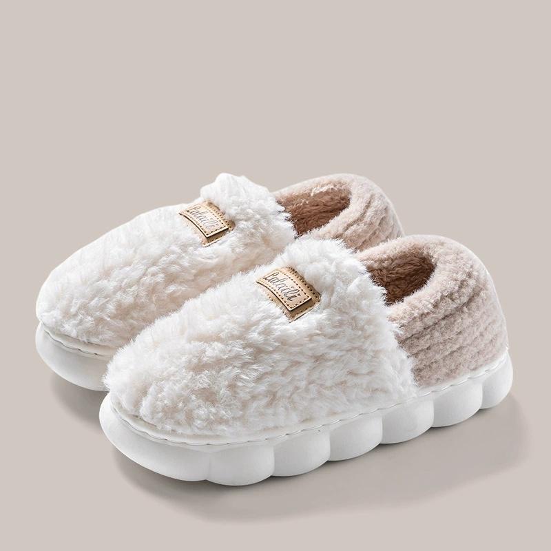 Cotton Slippers Women's Winter Style Bag Heel Home Warm and Non Slip Plush Cotton Shoes for Men Wearing Outside