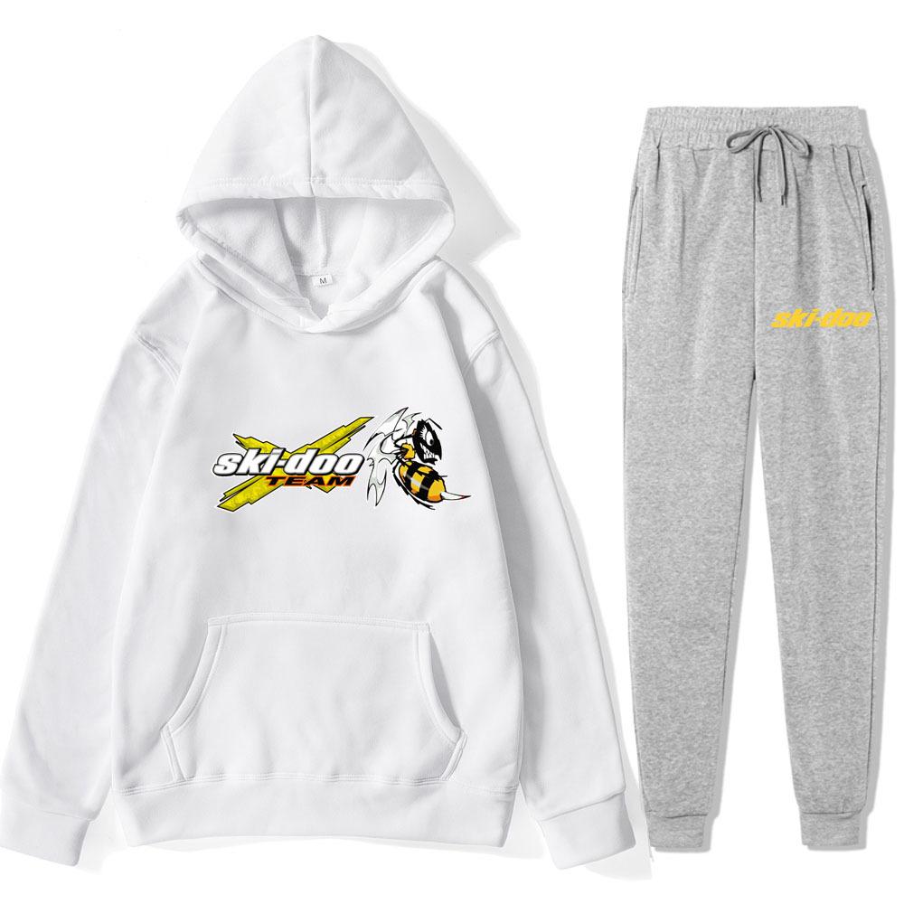 

Autumn Winter Ski-Doo Team Logo Printed Hoodies Sweatpants Set Fashionable Casual Warm Sports Long Sleeved Pants Men s Sport Wear XL