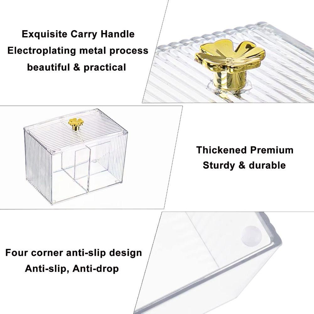 Clear Cotton Swab Storage Box with Cover Tampon Organizer Dispenser Cosmetic Stand  Bathroom