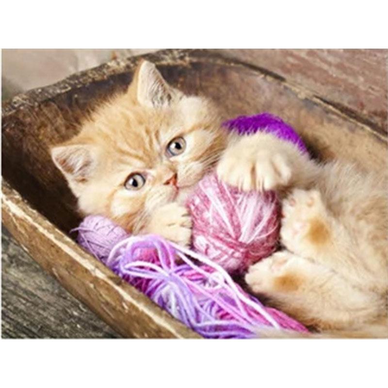 DIY Diamond Painting Kitten Cross Stitch Kit Mosaic Art Diamond Painting Full Circle/Square Diamond Home Decoration