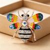Enamel Rhinestone Bee Brooch Shiny Crystal Decor Colorful Wings Elegant Lapel Pin for Women Office Daily Outfit