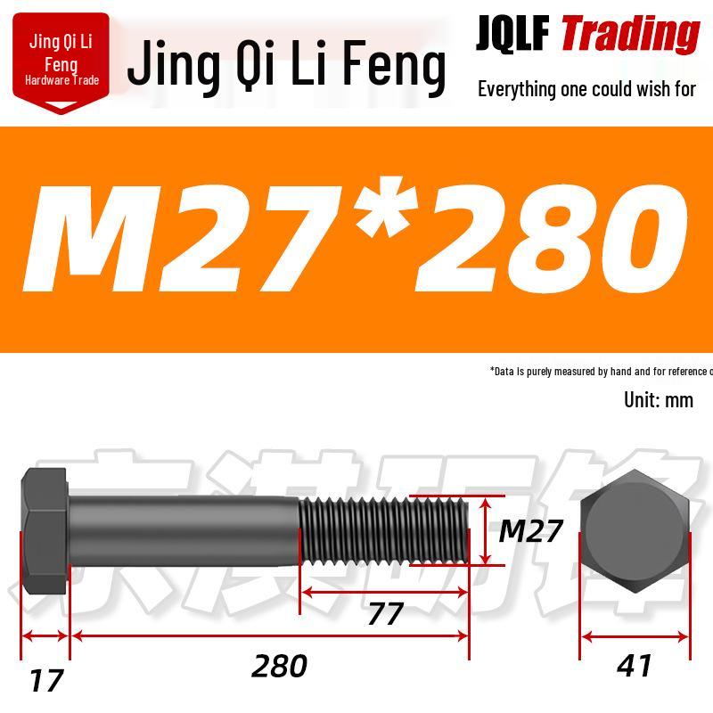 M27-M39 Grade 12.9 Blackened Half-Thread Hexagon Bolt
