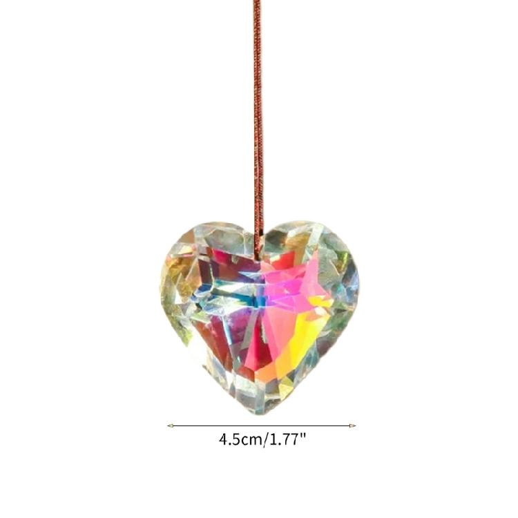 Crystal Heart-shaped Prism Crafts Window Door Ornaments Chandelier Rope Pendant
