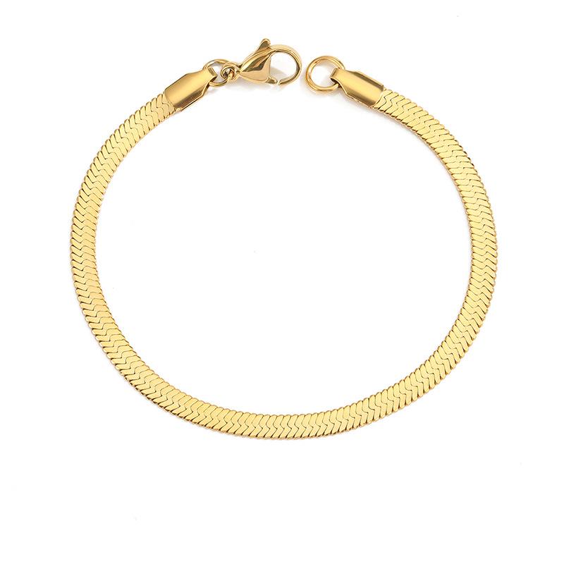 eManco Women's Stainless Steel Snake Chain Bracelet - Thin, Versatile, Flat Style, Perfect for Couples