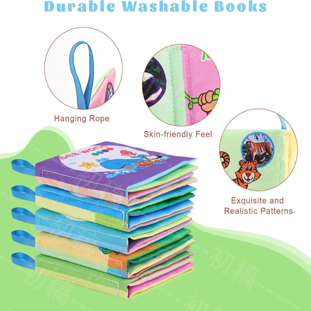 Cloth Books Baby Toys, Colorful Fabric Baby Learning Books Touch And Feel Crinkle Sounds For Holidays