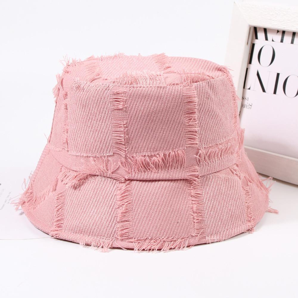 Chic Vintage Grid Edge Fisherman Hat Women Summer Wide Brim Sun Protection Cap