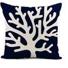 Linen Throw Pillowcase Beach Nautical Coral Reef Navy Blue Sailboat Home Decoration Pillowcase Square Cushion Cover Sofa Bed