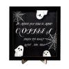 Halloween Wooden Ghost Photo Frame - Spooky Kid's Tabletop Decor with Themed Poster, Party Atmosphere Decorative Ornament