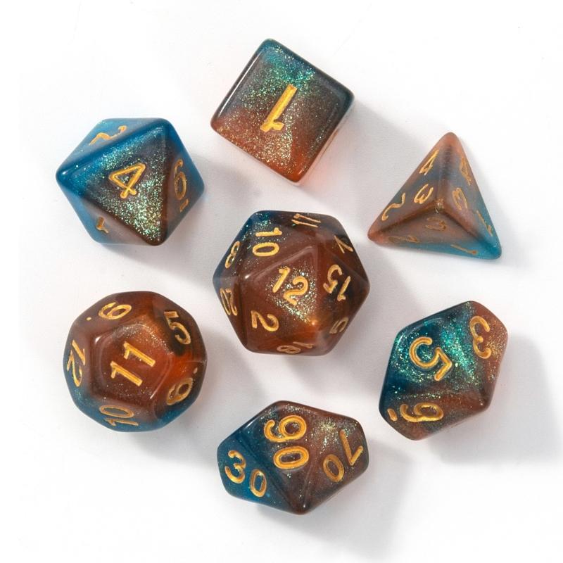 7Pcs D4 D6 D8 D10 D12 D20 Number Colorful Acrylic Polyhedral Dices Party Family Game Educational Toy Entertainment Dices