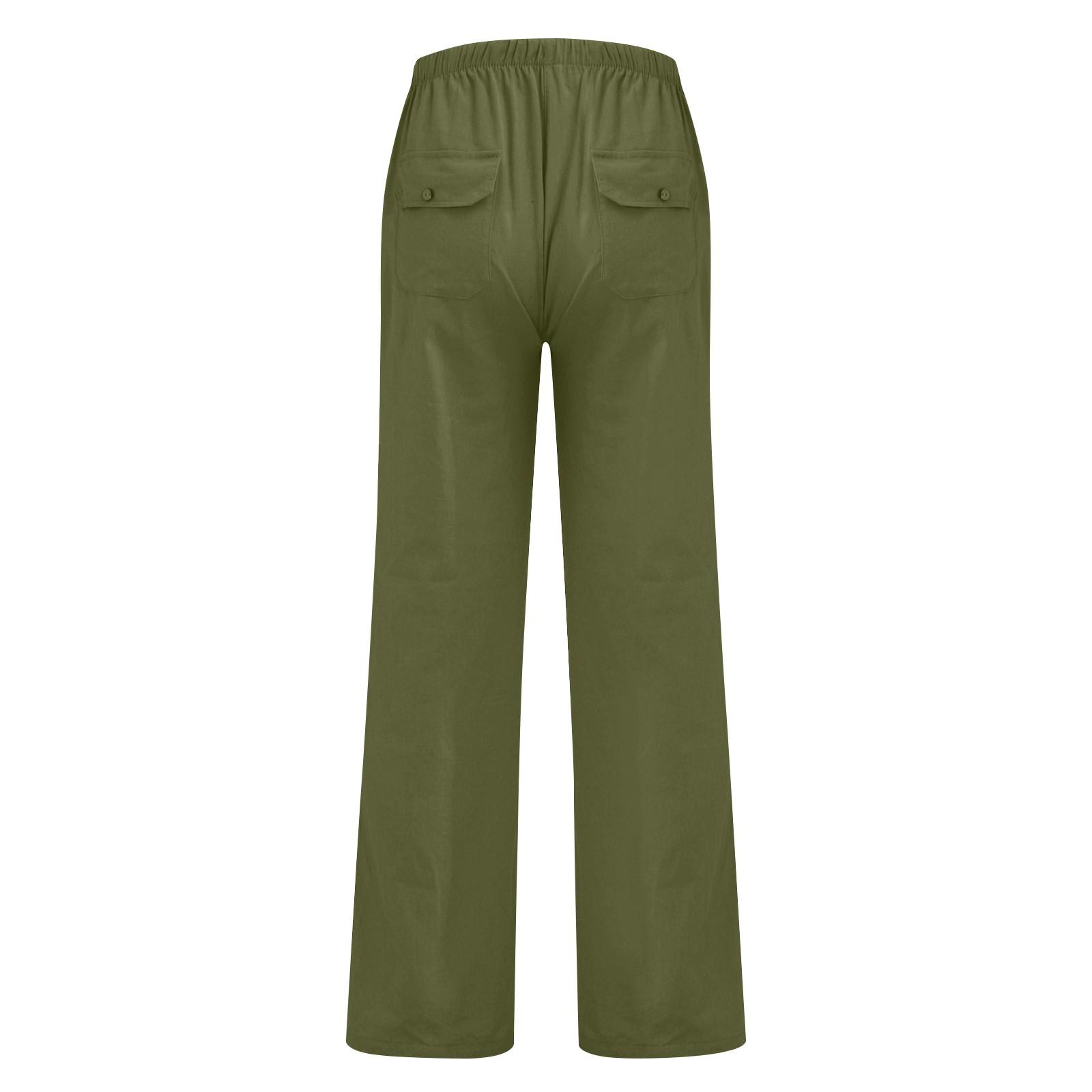 Мужские модные повседневные хлопковые однотонные пляжные брюки с конопляным шнурком — фото 5