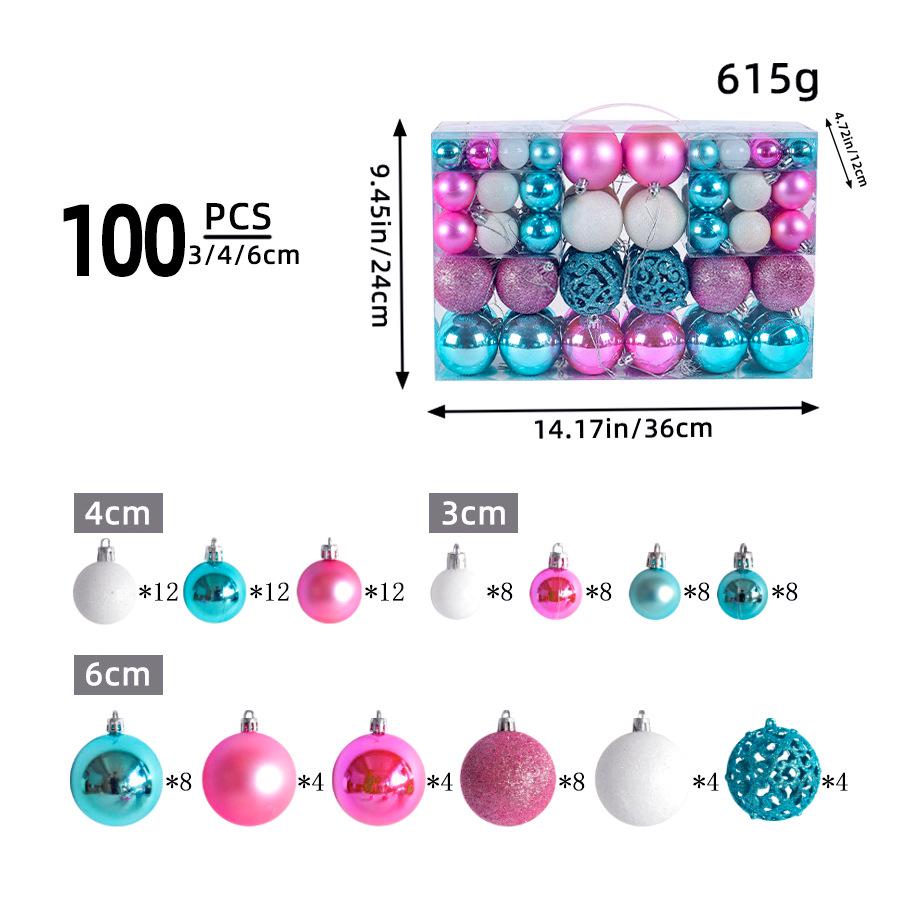 Electroplated Irregular Painted Plastic Christmas Ornament Set 100-Pack