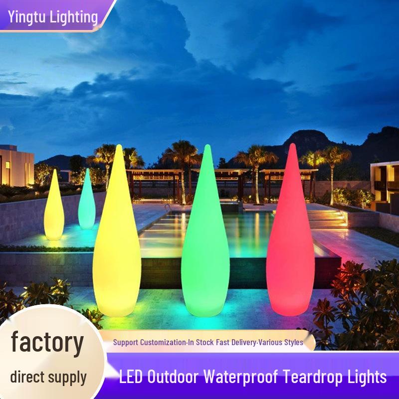 Luminous Teardrop Outdoor Floor Lamp: Perfect for Camping, Weddings, Gardens, Villas, Pools, and Paths