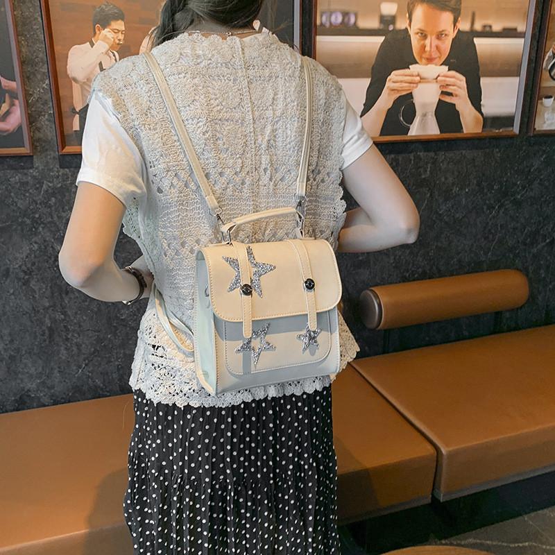 Stylish Casual Retro Large Capacity Backpack 2024 Summer Minimalist Design In Black Silver Cream