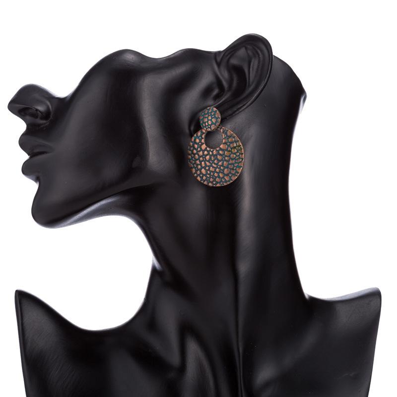 

Metal Crackled Geometric Earrings Fashionable Womens Jewelry Trendy Style Street Dark