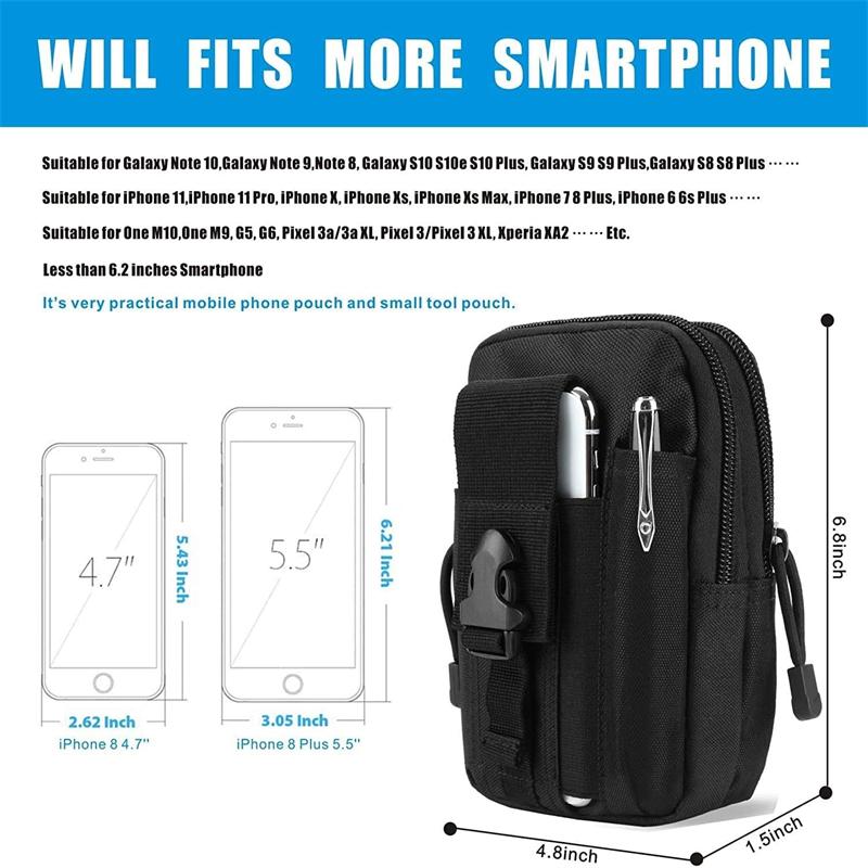 1 PCS Tactical Molle Pouch Waist Bag EDC Outdoor Gear Utility Belt Bag With Cell Phone Holder Gadget Pocket For Men Women