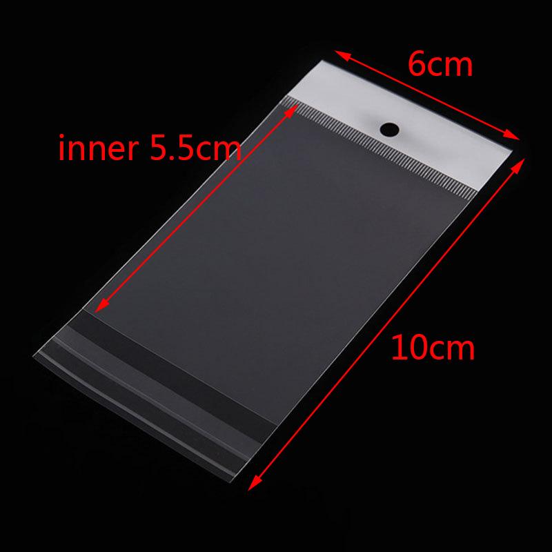 

100pcs Transparent Self Adhesive Packaging Bag Plastic Hanging Opp Pouches Seal Gift Bags for Jewelry Display Retail Packing 100pcs