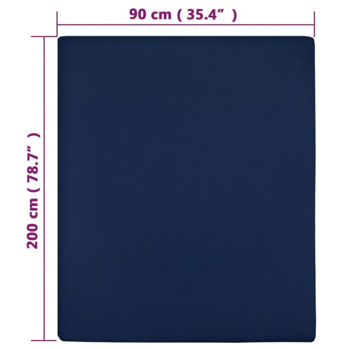 136230 vidaXL Drap-housse Jersey Bleu marine 90x200 cm Coton