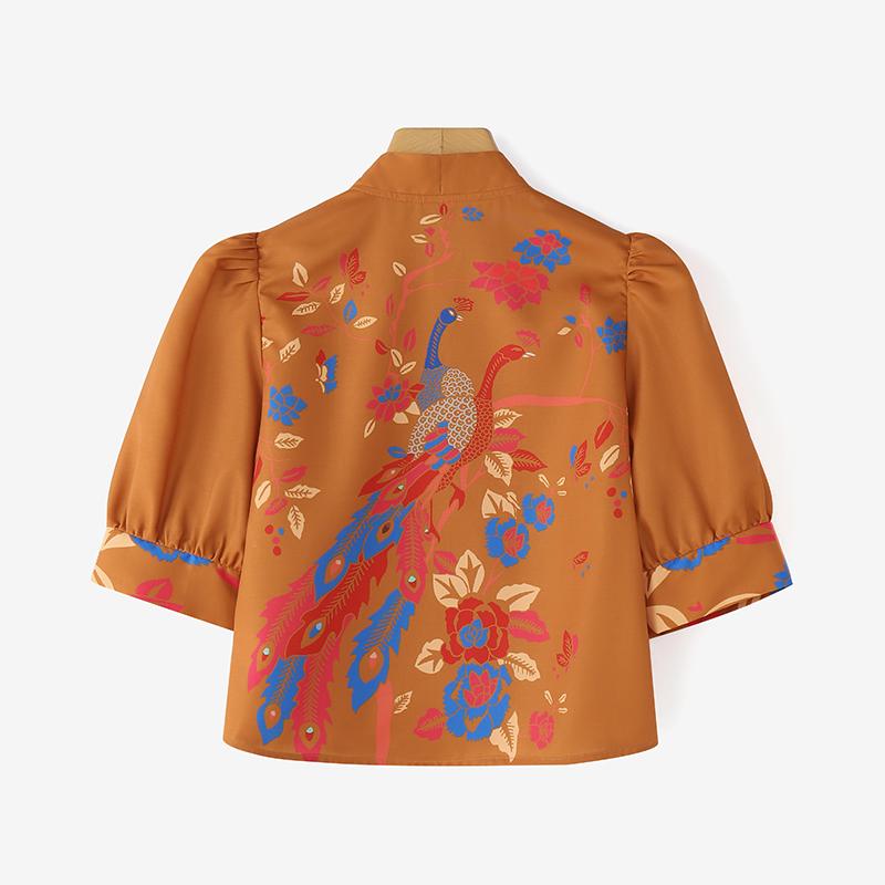 ZANZEA Women Casual V-Neck Summer Half Sleeve Print Blouse