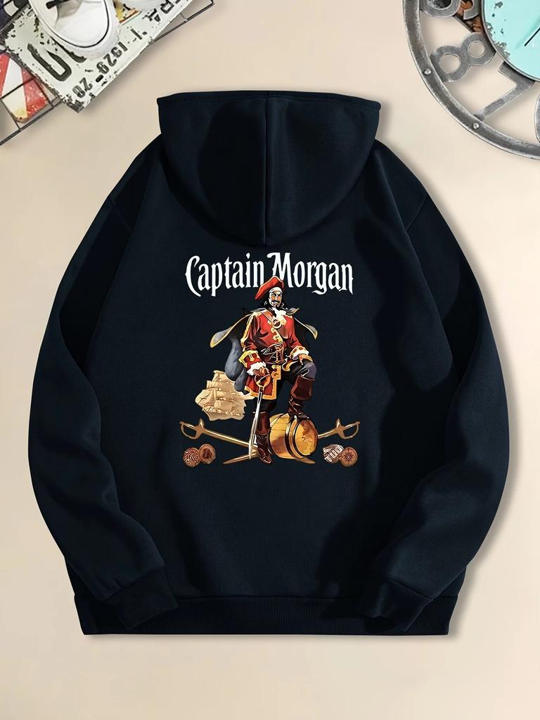 Men's Cozy Christmas Captain Print Hoodie Casual Stylis