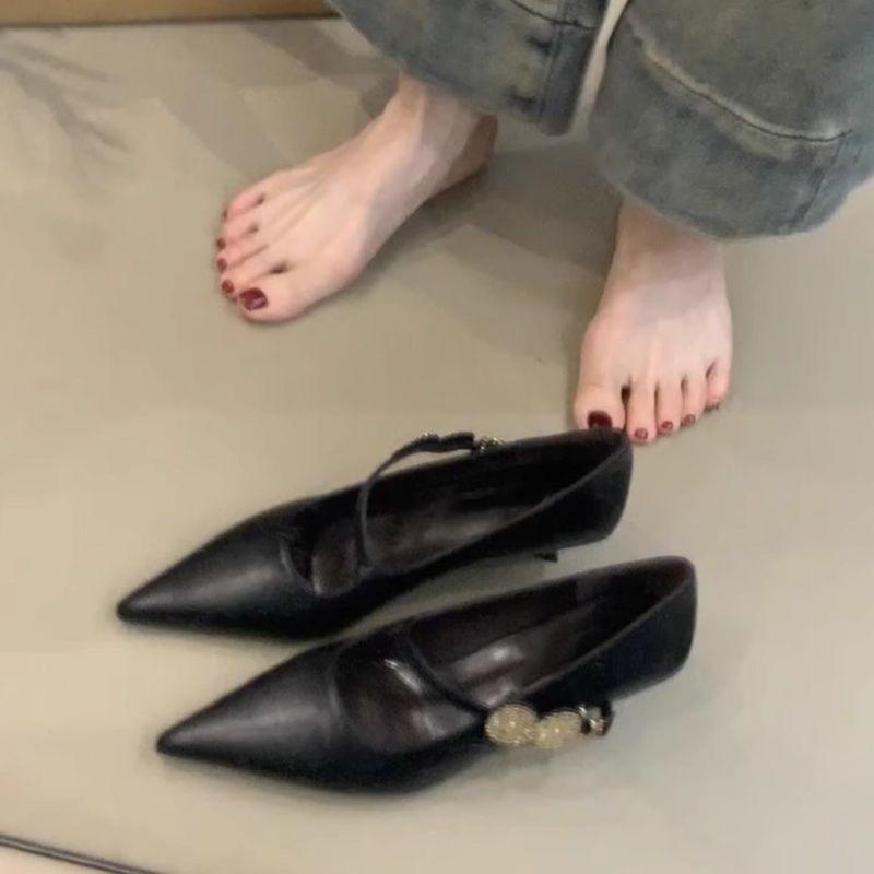 Low-heeled commuter versatile Mary Jane shoes French pointed-toed thin-heeled single shoes women's 2025 spring and autumn new models with temperament
