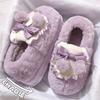 Bow Cotton Slippers Women's Winter New Indoor Home Thick-soled Warm Plush Cotton Shoes Women's Outer Wear