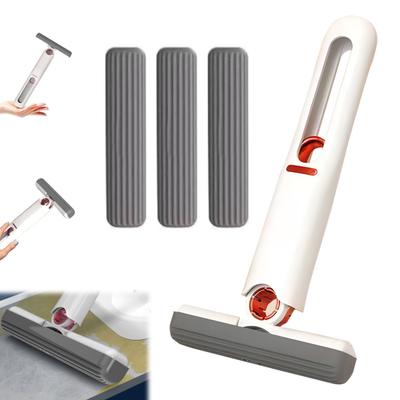 Portable Self-Squeeze Mini Mop Quick Cleaning Telescopic Hands-Free Sponge Squeegee Strong Absorbent Self-extrusion Mini Mop