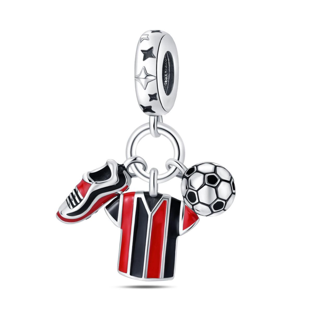 

925 Silver Pendant Beads Sports Fitness Football Pendant New DIY Jewelry Accessories Bracelet 2026