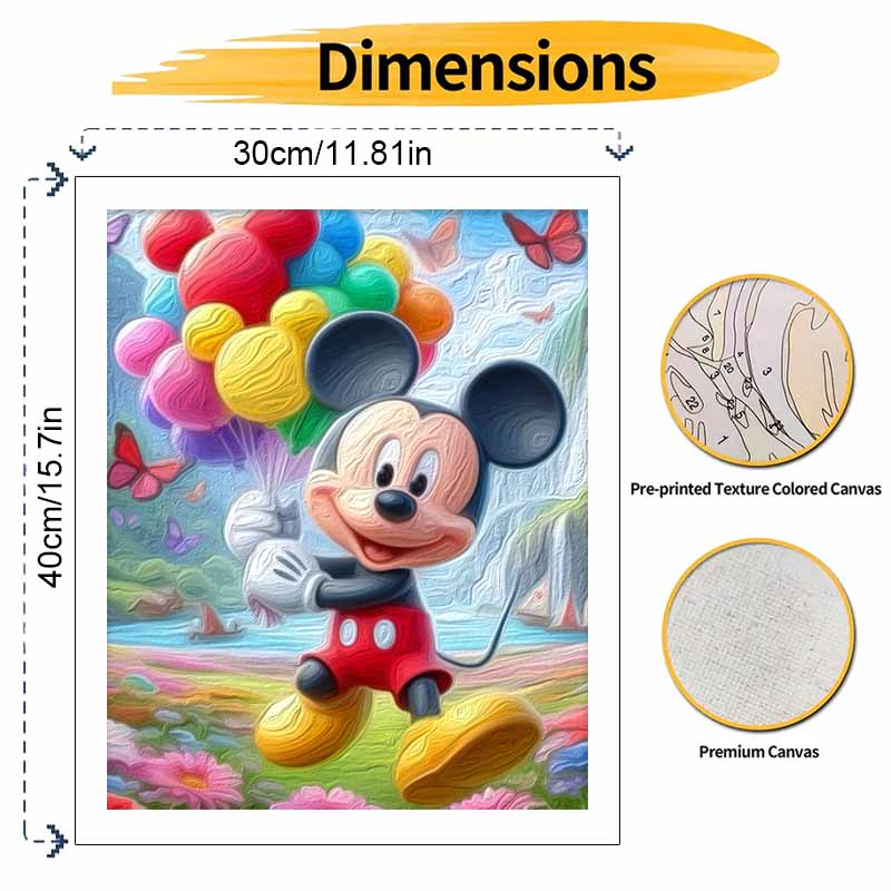 Disney Mickey Mouse Balloons oil paint by numbers painting kit handmade diy home decor gifts colorful landscape art painting canvas
