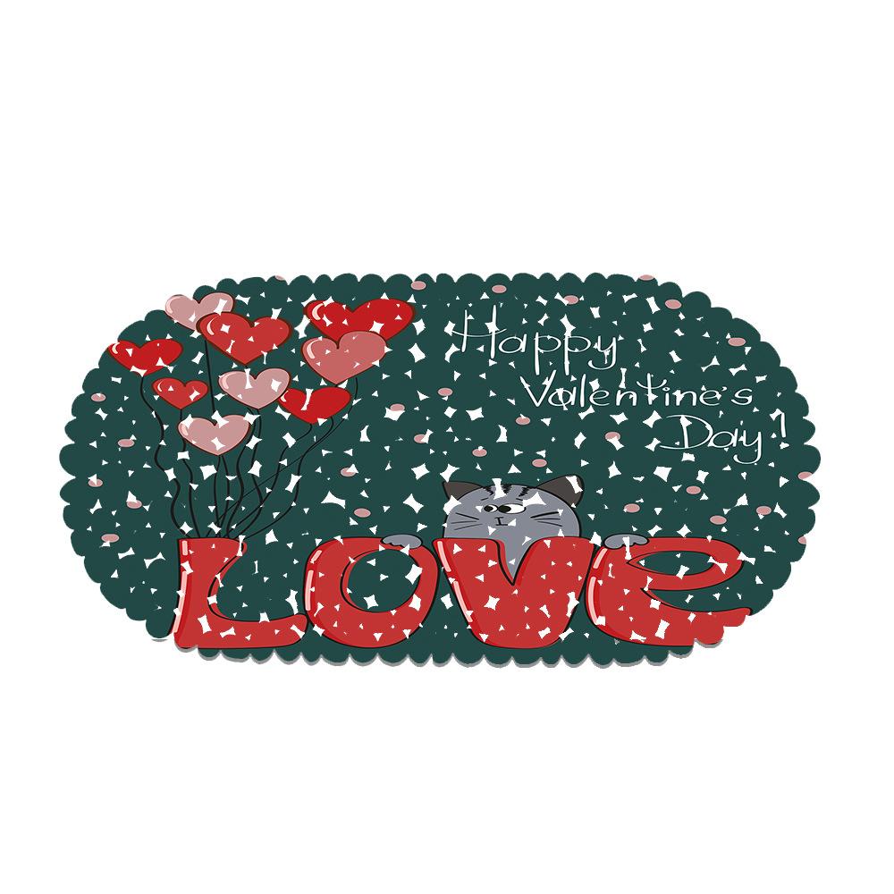 Valentine'S Day Bathroom Mat Pvc Material Non-Slip Mat Hotel Floor Mat Bathtub Foot Mat Kitchen Mat Suction Cup Mat