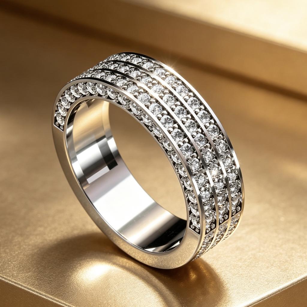 Luxury Inlaid White CZ Women's Ring Trendy Silvery Color Geometry Daily Wear Party Jewelry Anniversary Gift
