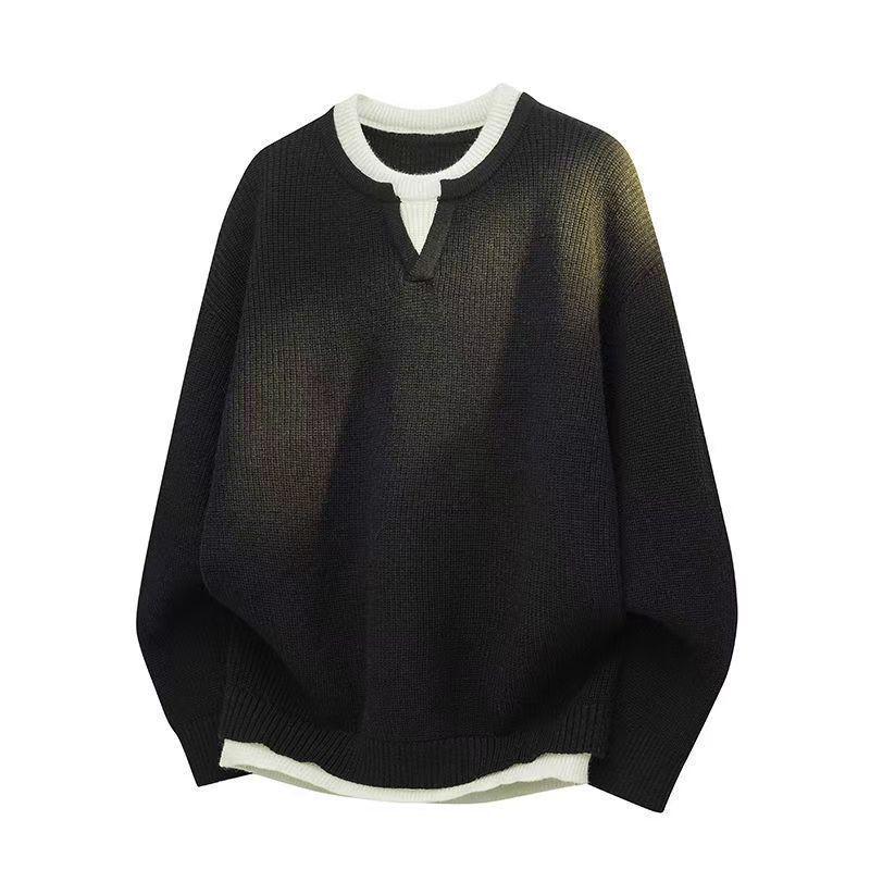 

Мужской модный вязаный свитер: Осенне-зимний стиль, Дизайн два в одном, Идеально для студентов-подростков 2XL (130-145 cm)