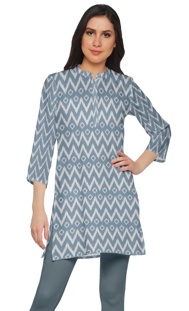 Moomaya Printed Side Slit Short Kurta Tunic For Women Summer Wear Ladies