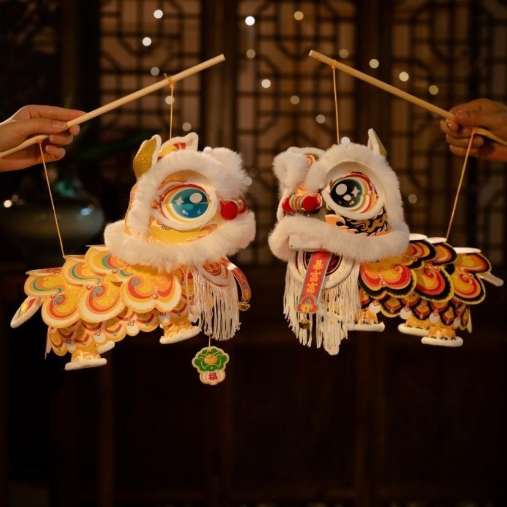 Ancient Lion Dance Lantern 2026 New Year Luminous Lantern Handmade Lantern Spring Festival