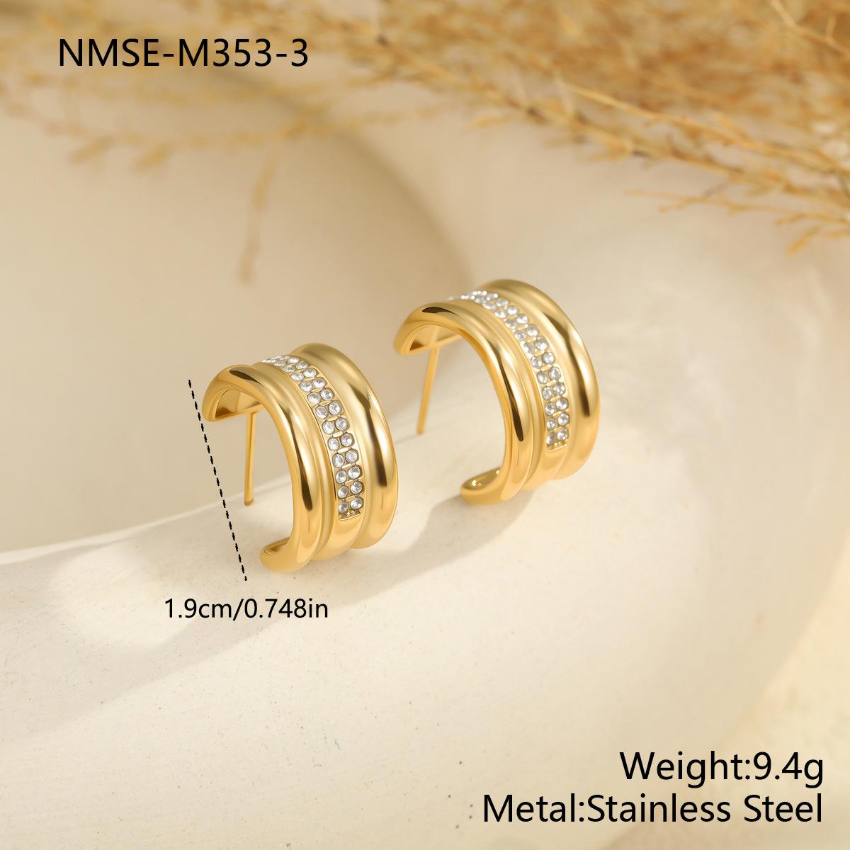 GEMCHIC Women s French Style Luxury Double Ring C-Shaped Hoop Earrings with Rhinestone Studs for Women