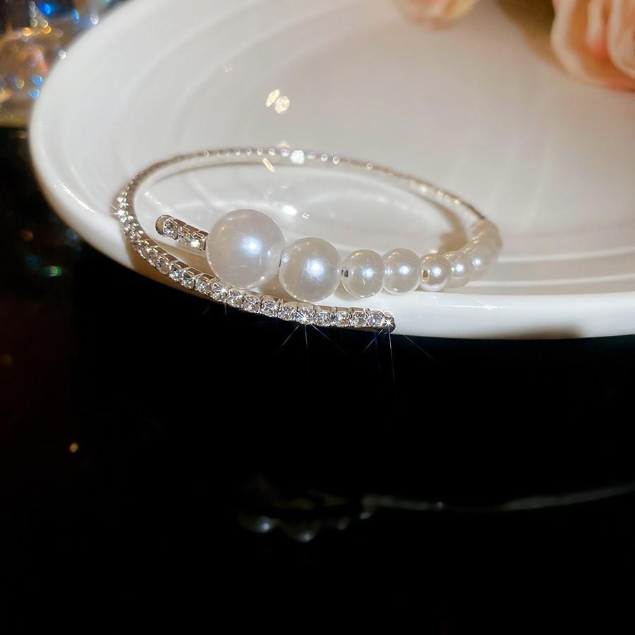 Super Flash Zircon Round Heart-shaped Flower Multi-layer Open Bracelet Exquisite and Beautiful Bracelet Light Luxury Jewelry Women