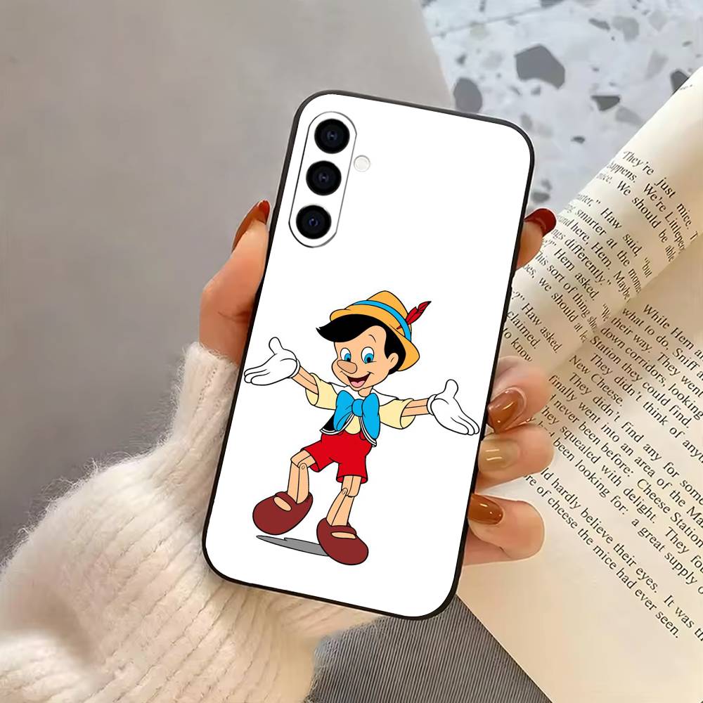 

Cartoon P-Pinocchio-es Phone Case For Samsung Galaxy A73,A72,A71,A70,A53,A52,A51,Soft Silicone Black Cover Samsung a12