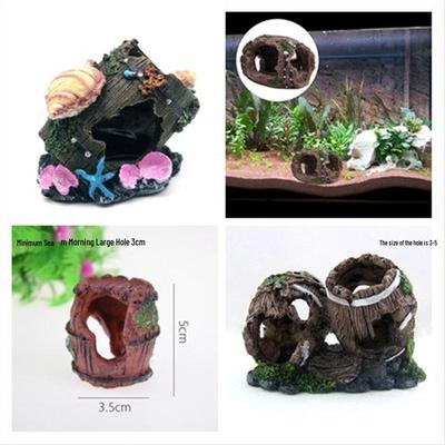 Artigianato in Resina Decorazione per Acquario: Casa di Gamberi e Pesci a Botte di Vino Antica per Acquari
