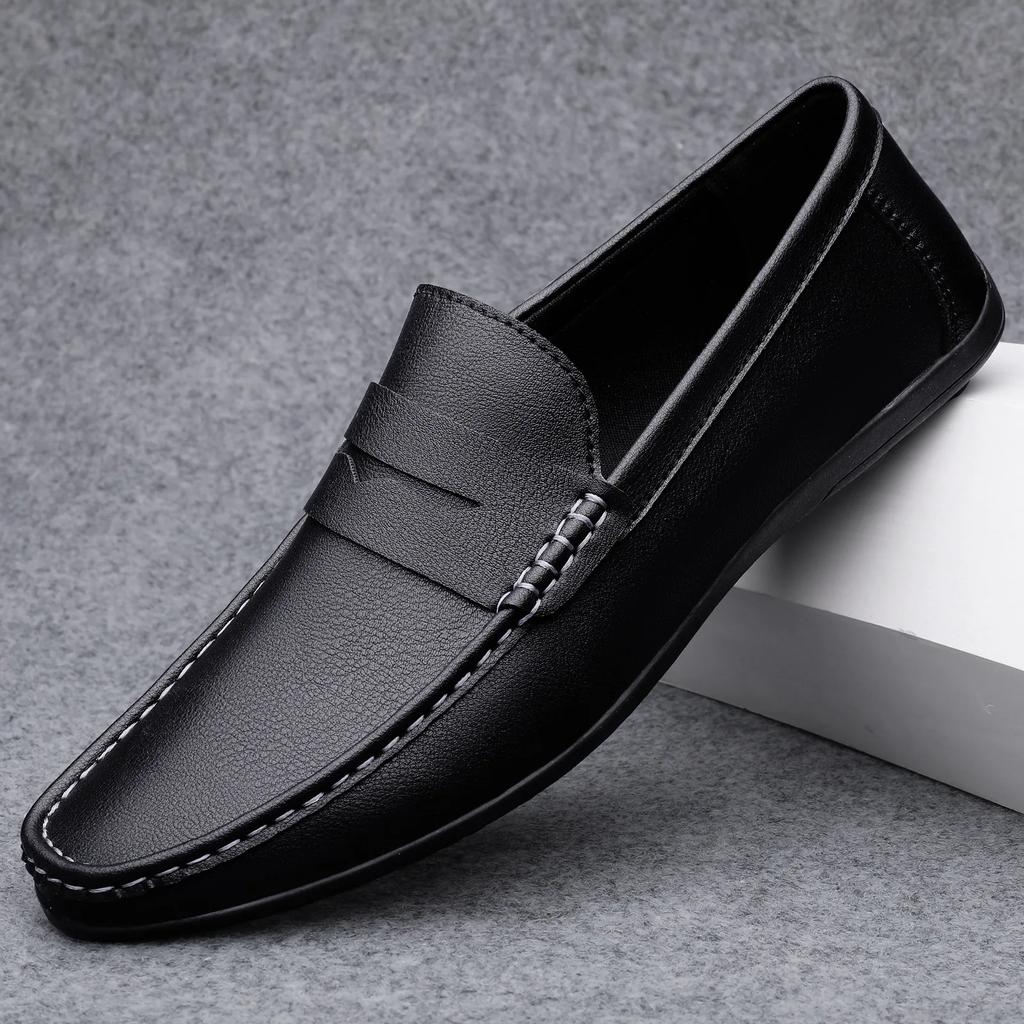 Leather men's shoes summer new driving flat casual style men's shoes trendy fashion outdoor lazy loafers men's shoes
