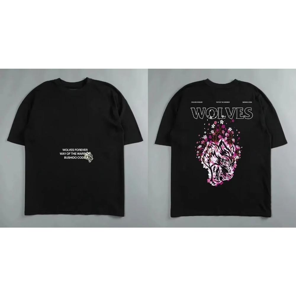 Darc Wolfskopf Lustiger Aufdruck Workout Fitnessstudio Fitness 100% Baumwolle Herren T-Shirt Kurzarm Lässiges T-Shirt Mode Sport Übergroße Y2k Oberteile