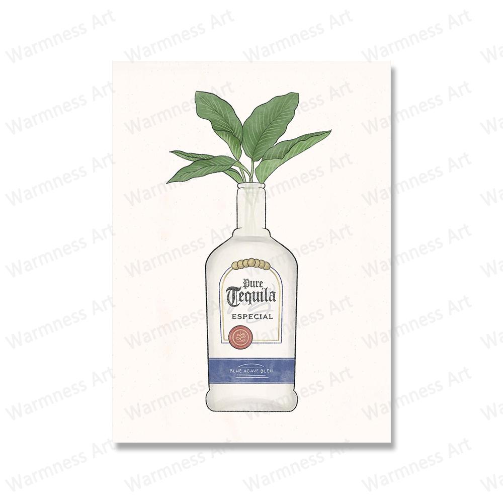 Liquor Peaches Tequila Vodka Flowers Bar Wall Art Canvas Painting Alcohol Posters and Prints Pictures For Living Room Home Decor No Frame