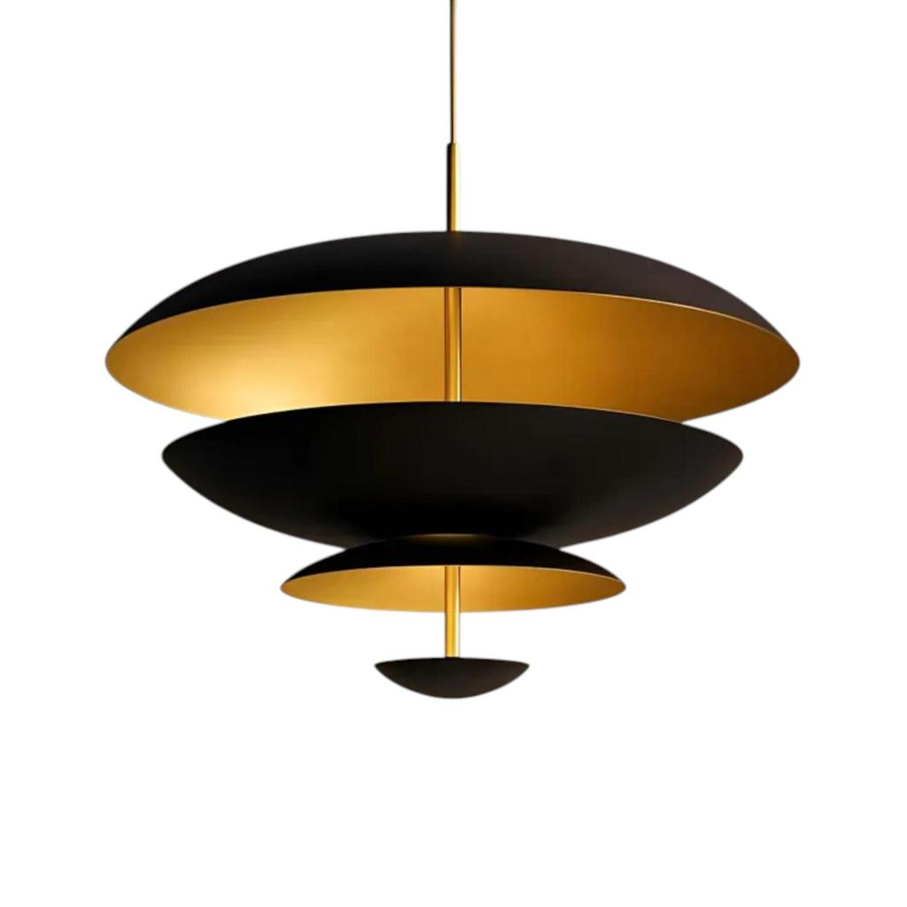 Mid Century Sputnik Chandelier Black Gold 3 Light Brass Pendant Lamp
