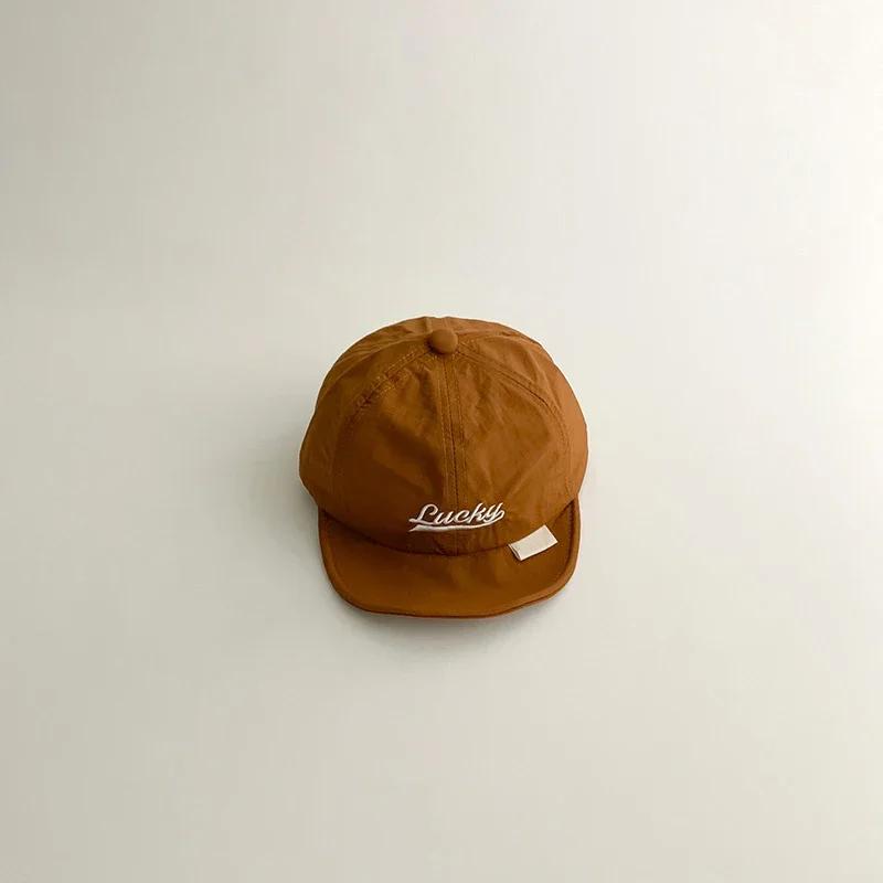 

Summer Letter Baby Baseball Cap Quick Dry Infant Toddler Peaked Hat Soft Brim Baby Boys Girls Duck Tongue Cap 43-50CM fit 3-36M кавовий