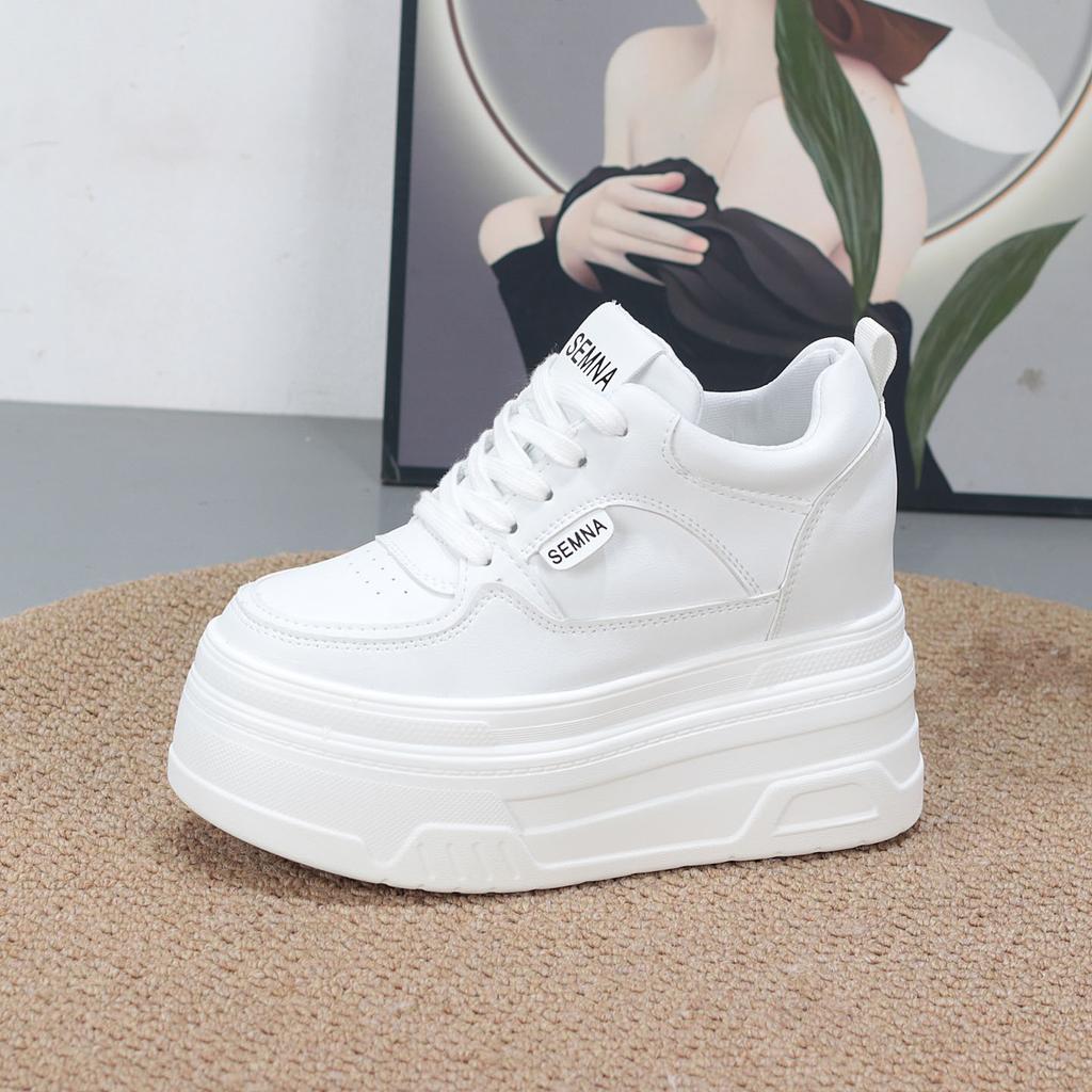 Fashion 10CM Microfiber Leather Vulcanize Women Casual Platform Wedge Chunky Sneakers Spring Autumn Shoes Size 34-40