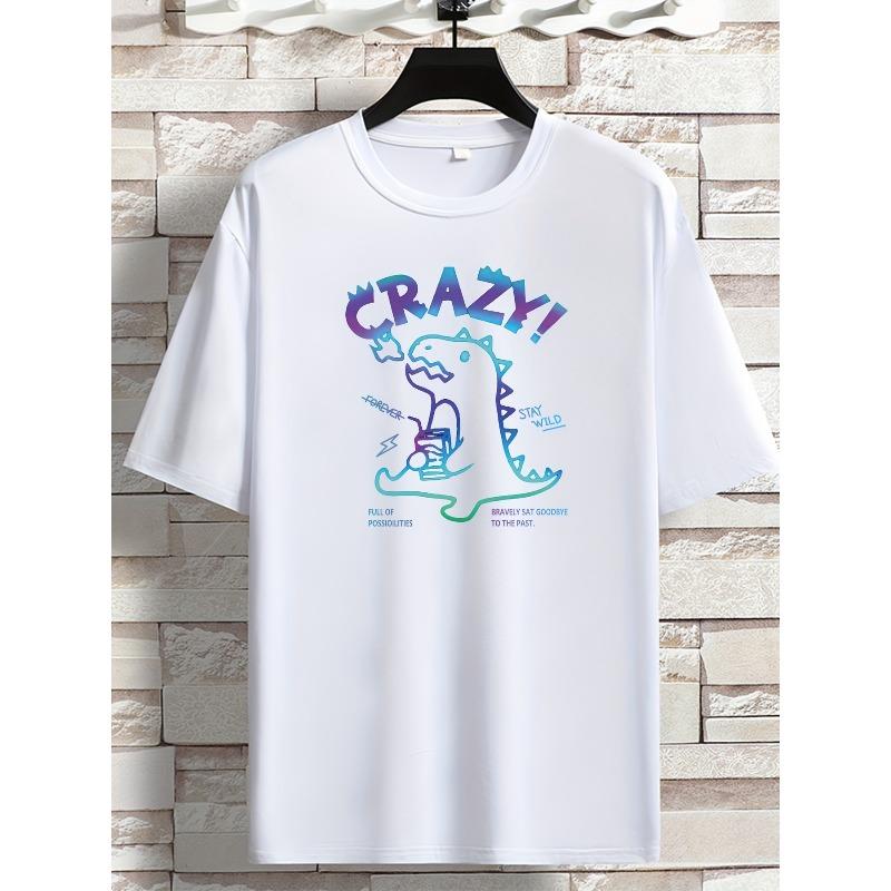 

European sizes Summer Short Sleeve T-shirt Fashion Fashion Brand Printed Men s Youth Summer Round Neck Enlarged Widened Casual Versatile Top 2XL белый