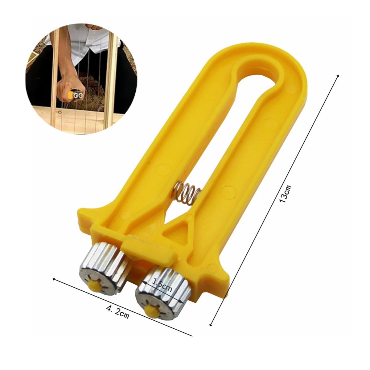 1Pc Nest Frame Iron Wire Tensioner Plastic Handle Wire Reel Beekeeping Tool No. 24 Wire Beehive Steel Wire Tensioner Yellow/Red