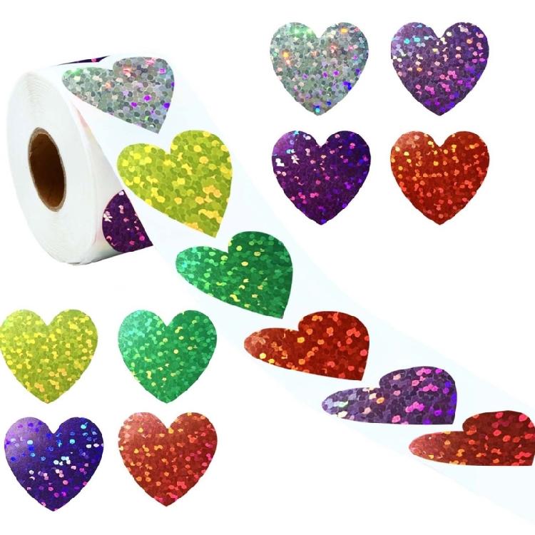 500Pcs Colored Heart Sticker Sparkling Star Sticker 25mm Wrapping Label Sticker for Scrapbooking Children Reward Sticker