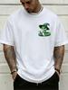 Unisexs Crew Neck Tee Mini Wizard Green Snake Chest Graphic Print Soft Cotton Magic Cartoon Trendy Outdoor Short Sleeve Casual Top