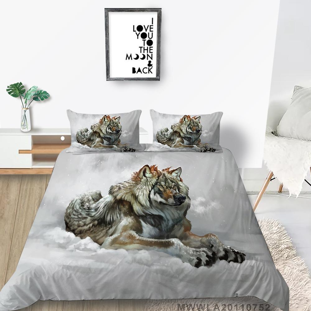 2023 New Style 3D Luxury Style 2/3PCS Bedding Suit Bed Comfortable Duvet Cover Set Wolf Printed Home Textiles Polyester Boy Gift