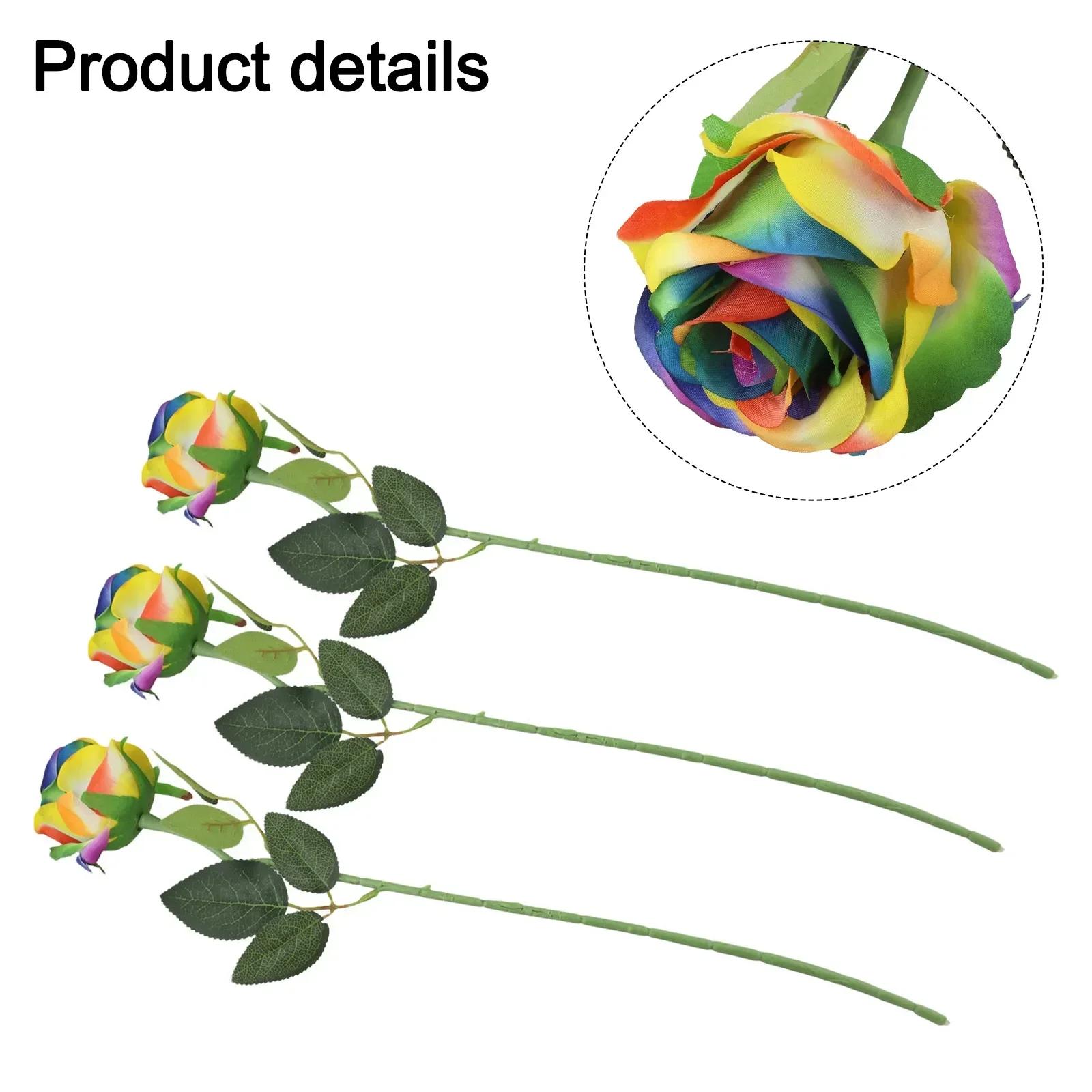 

For Rainbow Silk Roses Set Of 3 For Party And Wedding Decor Beautiful Artificial Flowers For Stylish Interiors China Mainland